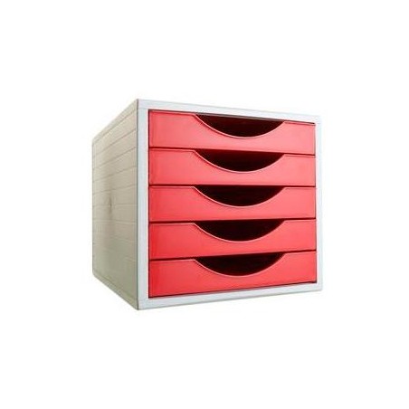 ARCHIVO 2000 MÓDULO ARCHIVOTEC 5 CAJONES VÁLIDO PARA FORMATO DIN A4, FÓLIO Y SUBCARPETA 340X270X260 MM ROJO