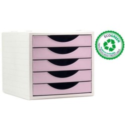 ARCHIVO 2000 MÓDULO ORGANIZADOR ECOGREEN SOBREMESA 5 CAJONES 340X270X260 RECICLADO ROSA PASTEL