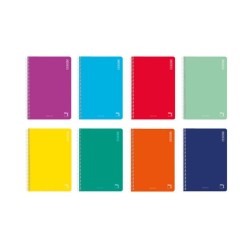 PACSA CUADERNO BASIC 80H FOLIO 60GR 1 LINEA TAPAS CARTÓN PACK 10 UD COLORES SURTIDOS