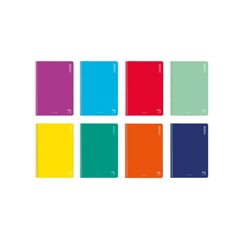 PACSA CUADERNO BASIC 80H FOLIO 60GR PAUTA 2,5CM TAPAS CARTÓN PACK 10 UD COLORES SURTIDOS